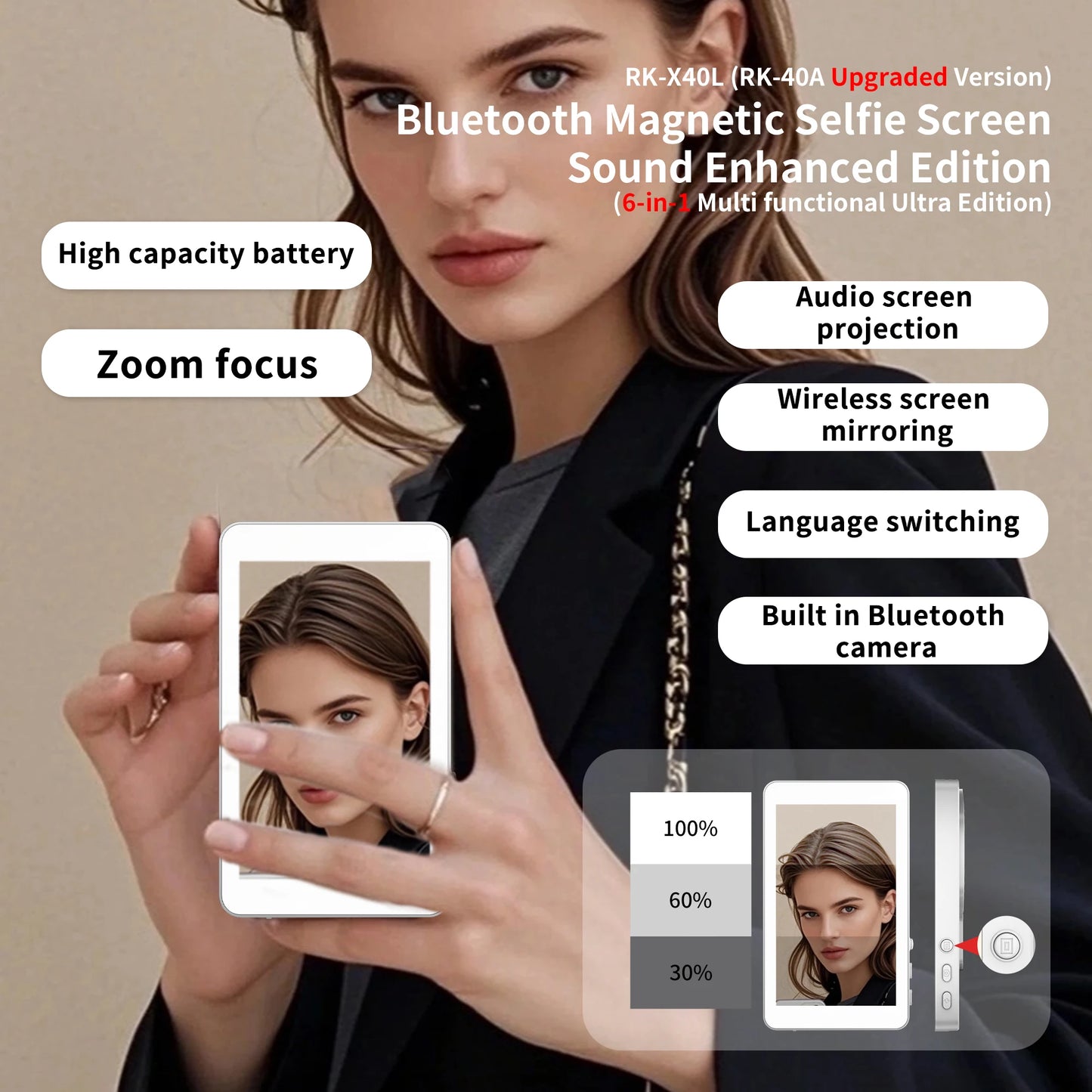 Magnetic Cell Phone Vlog Self Timer Monitor Screen Using Rear Camera Monitor For Live Streaming Creating Content Self-Timer