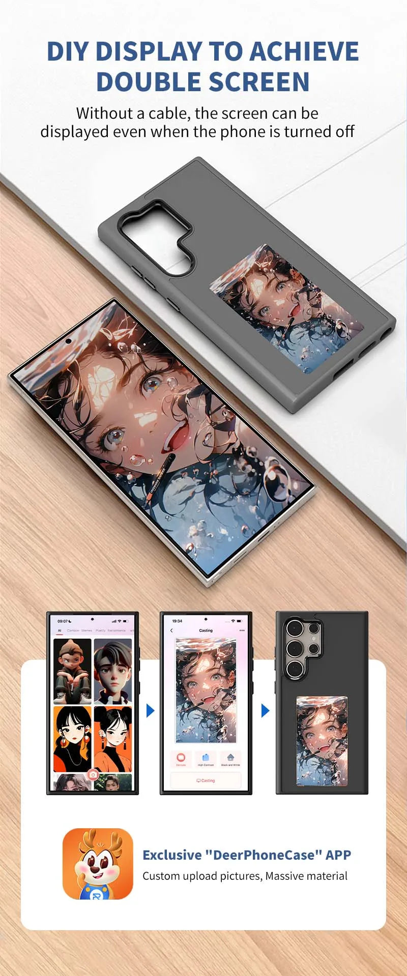 E ink Phone Case New-Tech NFC Function 4 Colors For Samsung Galaxy S25 S24 S23 Ultra DIY Screen Smart Phone Case Fund