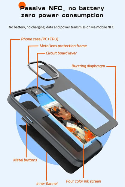 E-Ink NFC Function 3.7 Inches Screen Display Mob For IPhone16 13 14 15 Wireless Transmission Four colors Screen Projection