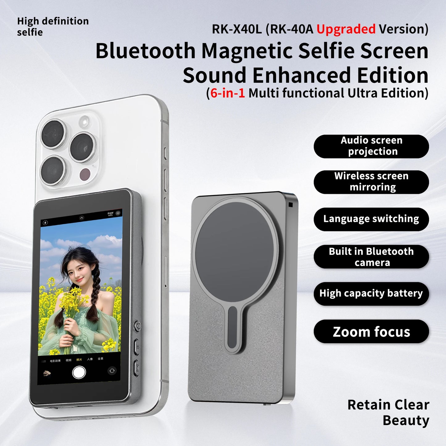 Magnetic Cell Phone Vlog Self Timer Monitor Screen Using Rear Camera Monitor For Live Streaming Creating Content Self-Timer