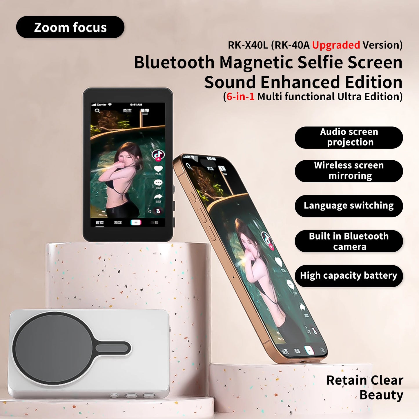 Magnetic Cell Phone Vlog Self Timer Monitor Screen Using Rear Camera Monitor For Live Streaming Creating Content Self-Timer